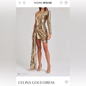 Nadine Merabi Celina Gold Dress
